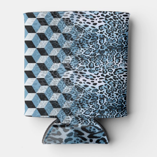 Porta-lata Leopard Geométrico, Design de Pele Animal. (Frente)