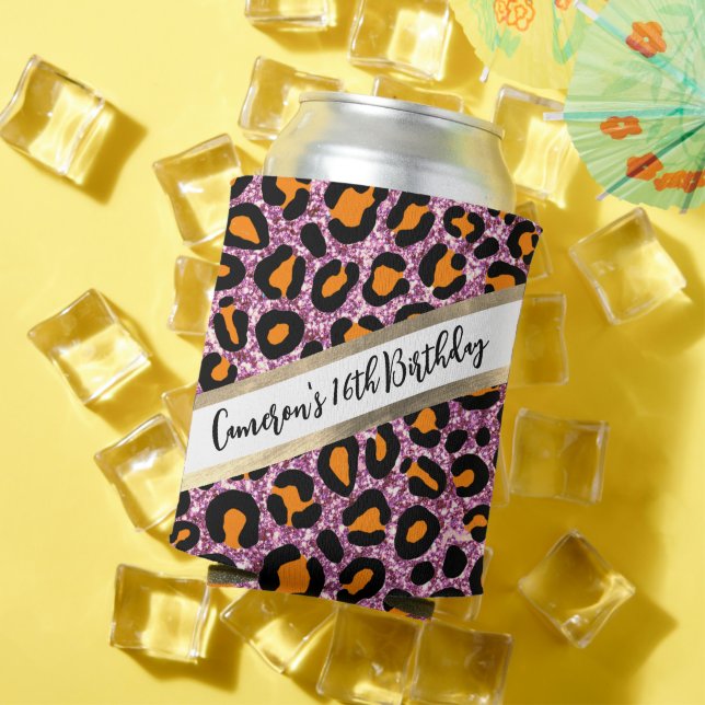 Porta-lata Leopard Girly Cheetah Chic Birthday (Verão in situ)