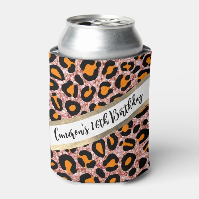 Porta-lata Leopard Girly Cheetah Chic Birthday (Can Front)