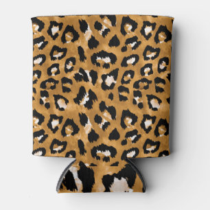 Porta-lata Leopardo de pele animal: padrão de aquarela.