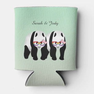 Porta-lata Lésbica Fofa, Pandas Rainbow Óculos De Casamento