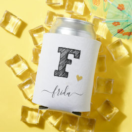 Porta-lata Letra Monograma Retro Sketch F, Capaz De Arrefecer