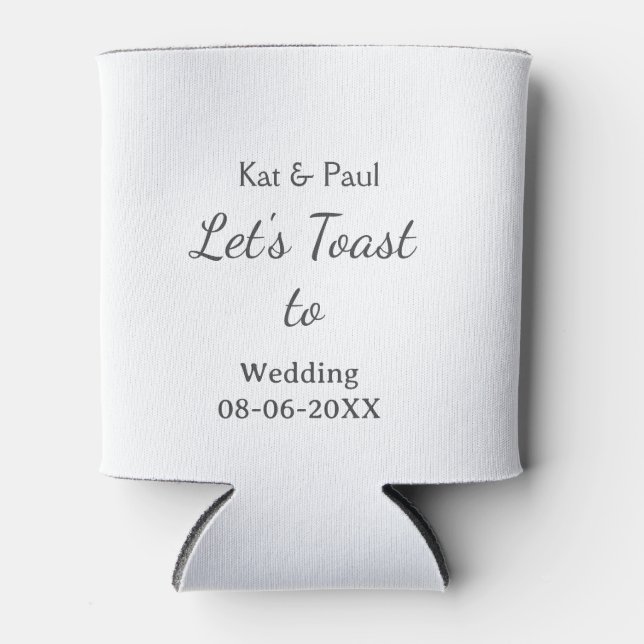 Porta-lata Let's toast to wedding add name date simple couple (Frente)