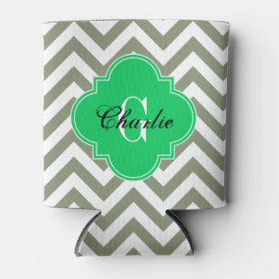 Porta-lata LG Chevron Emerald Green Name Init Monograma
