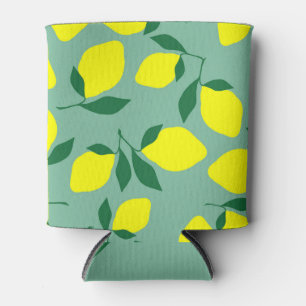 Porta-lata Limão Simples, Impressão de Fundo Verde.