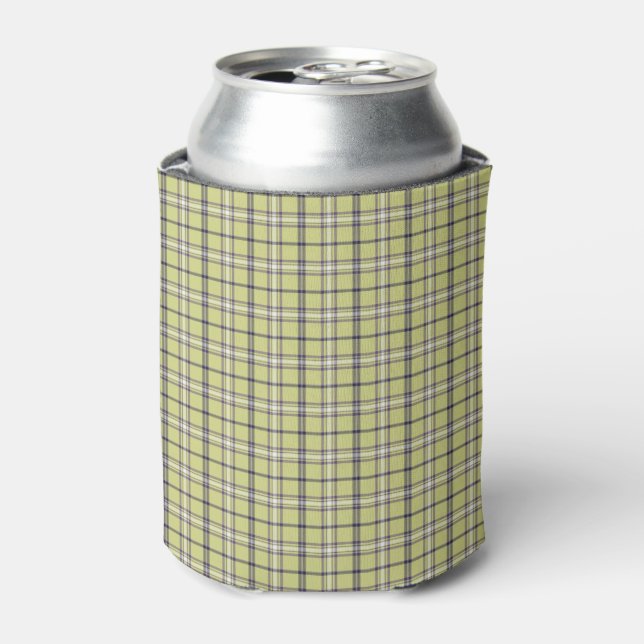 Porta-lata Lime Green Plaid Classic Pattern Retro (Can Front)