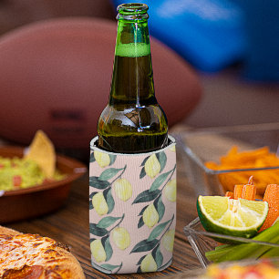 Porta-lata Limões de Aquarela e Padrões Amarelos Sem Costur