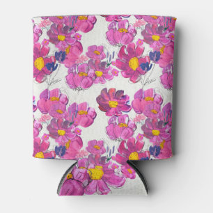 Porta-lata Lindas Flores Aquarela Padrão Acrílico