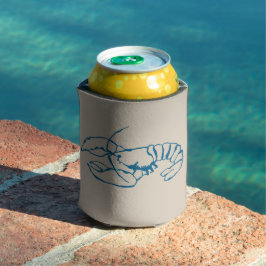 Porta-lata Linha de desenho da lagosta azul na cor bege da pr