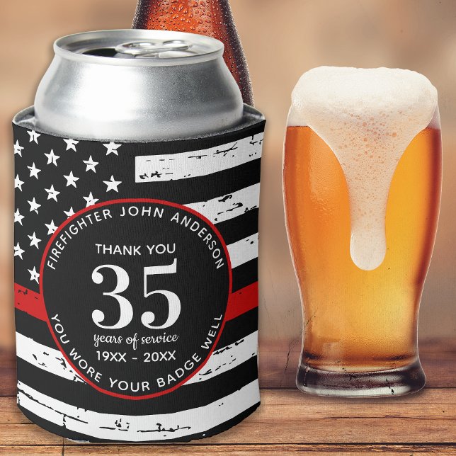 Porta-lata Linha Vermelha Fina Personalizada do Bombeiro (Criador carregado)