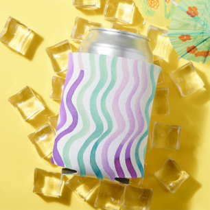 Porta-lata Linhas onduladas, púrpuras e verdes, de aquarelas