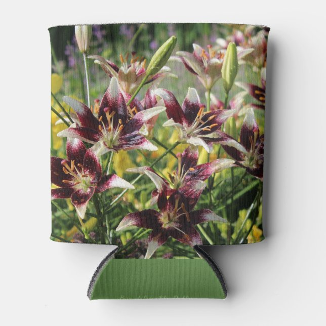 Porta-lata Lírios asiáticos Cremes borgonhentos, lírios amare (Frente)