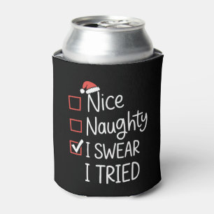 Porta-lata Lista de Natal Nice Naughty Eu Juro Que Tentei Xma