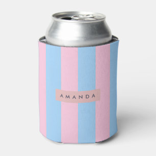 Porta-lata Listra de Bala Personalizada Azul Pastel e Rosa
