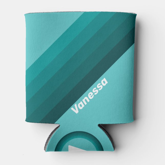 Porta-lata Listras com Fade Aqua com Nome (Frente)