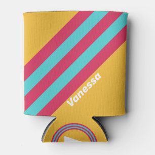 Porta-lata Listras de Brisa Tropical Retro com Nome