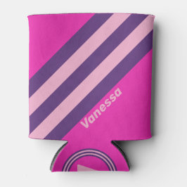Porta-lata Listras de Céu Rosa Retro com Nome
