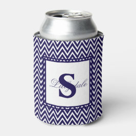 Porta-lata Listras de Chevron Azul Marinho e Branco