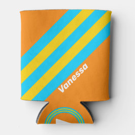 Porta-lata Listras de Praia de Verão Retrô com Nome