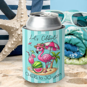 Porta-lata Listras Flamingo Rosa Festa de Aniversário de Verã