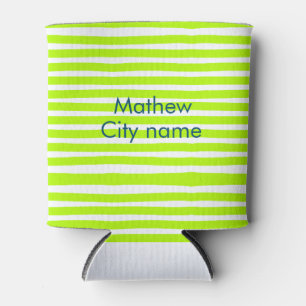 Porta-lata Listras retro neon verde amarelo adicionam nome lo