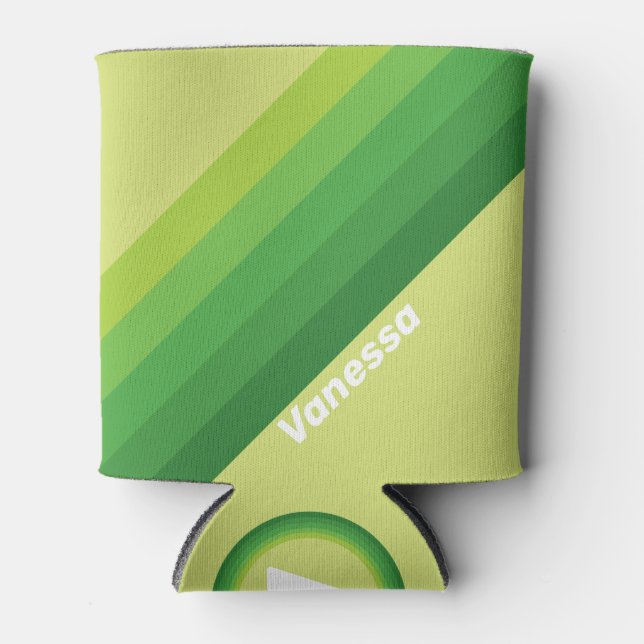 Porta-lata Listras Verdes de Nenúfar com Nome (Frente)