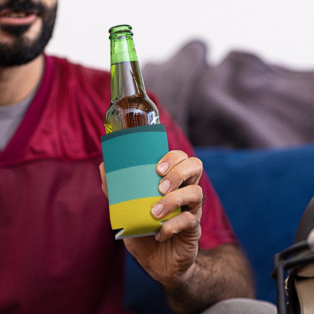 Porta-lata Listras vermelhas e amarelas entre sombras azuis (Can coolers)