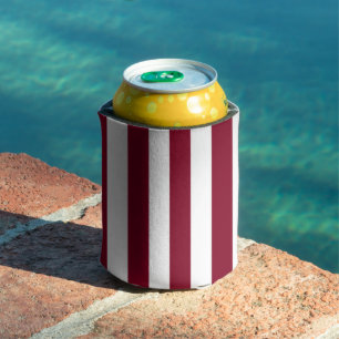 Porta-lata Listras Verticais Burgundy e Branco