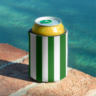 Porta-lata Listras Verticais Verde Esmeralda e Branco