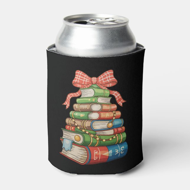 Porta-lata Livros de Natal Árvore de Natal Leitura Bibliotecá (Can Front)