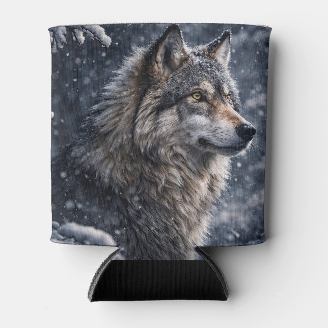 Porta-lata Lobo Mágico Místico na Neve (Frente)