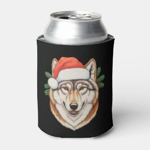 Porta-lata Lobo Natal Xmas Chapéu do Papai Noel Animal Feriad