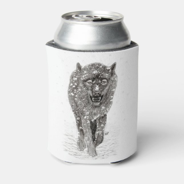 Porta-lata Lobo Negro Zangado na Neve, inverno selvagem (Can Back)