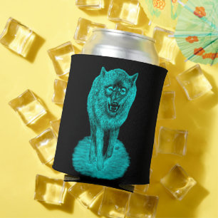Porta-lata Lobo Negro Zangado na Noite
