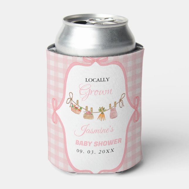 Porta-lata Locally grown Pink girl baby shower Baby sprinkle  (Can Front)