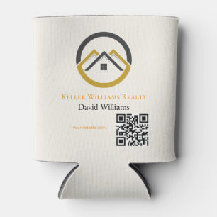 Porta-lata Logotipo personalizado branco e dourado de imóveis