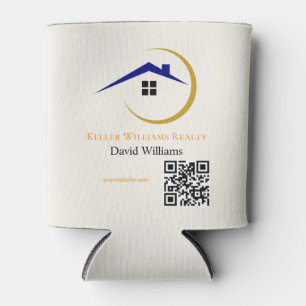 Porta-lata Logotipo personalizado branco e dourado de imóveis