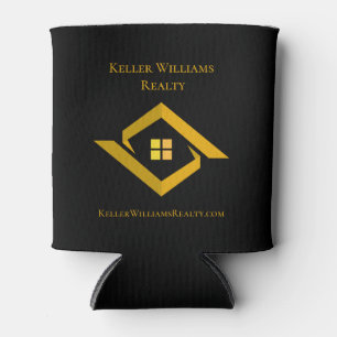 Porta-lata Logotipo personalizado preto e dourado de imóveis