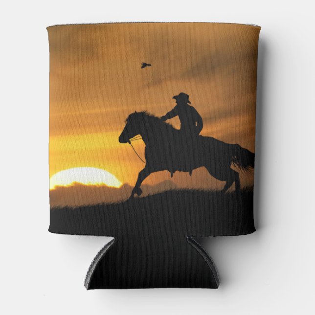 Porta-lata Lona Cowboy Beer Soda Koozie Ocidental (Frente)