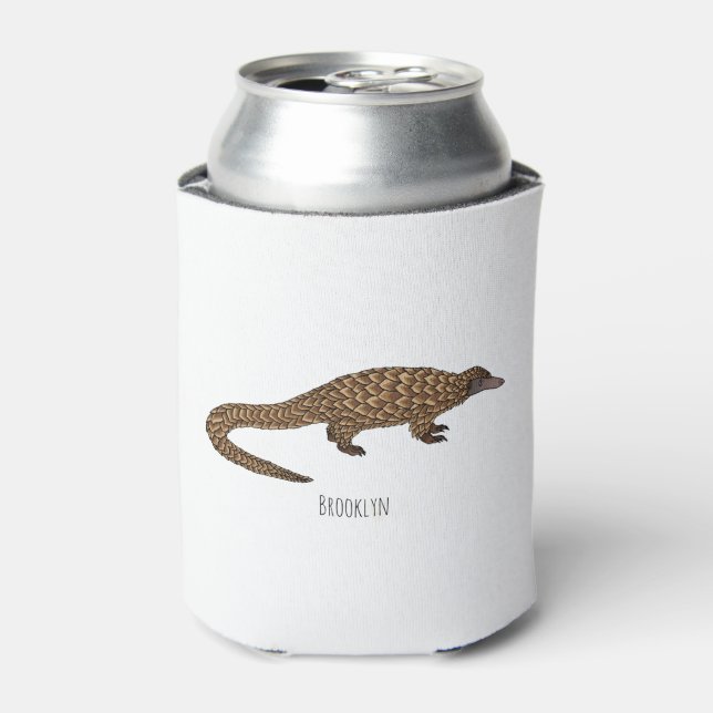 Porta-lata Long-tailed pangolin cartoon illustration  (Can Front)