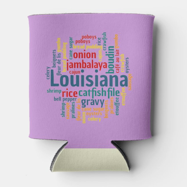 Porta-lata Louisiana Word Cloud Can Cozy (Frente)