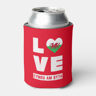 Porta-lata Love Cymru Am Byth Wales Flag Welsh Roots Vintage