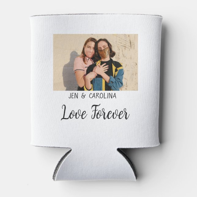 Porta-lata Love Forever LGbtq casal orgulho adicionar nome de (Frente)