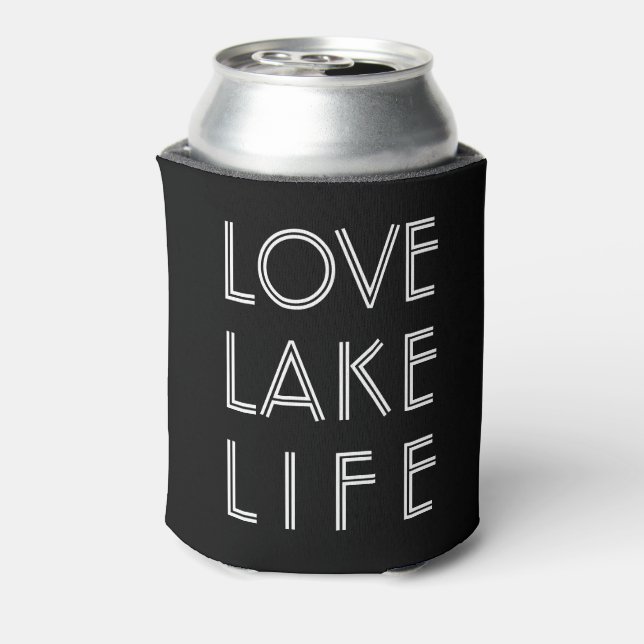 Porta-lata LOVE LAKE LIFE nome do lago personalizado escuro (Can Back)