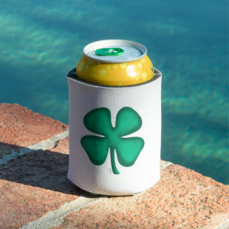 Porta-lata Lucky 4 Leaf Irish Clover White pode resfriar
