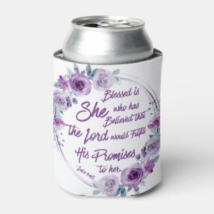 Porta-lata Luke 1:45 Abençoada é Ela Purple Floral
