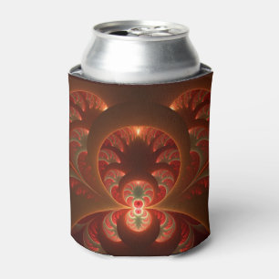 Porta-lata Luminoso fractal moderno laranja vermelho abstrato