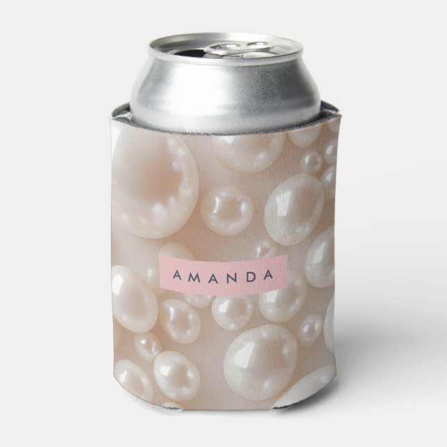 Porta-lata Luxo branco macio de pérolas personalizadas (Can Front)