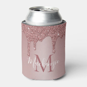 Porta-lata Luxo Monograma com Drips de Glitter Brilho em Ouro