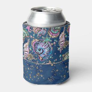 Porta-lata Luxo subaquático azul   Pás Douradas